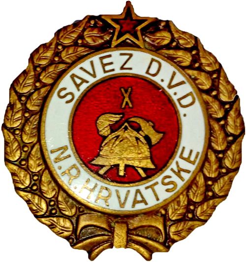 VM 2043  Vatrogasna spomenica za 10 godišnji aktivan rad u dobrovoljnom vatrogastvu Saveza DVD NR Hrvatske 28.3.1953.  1963.